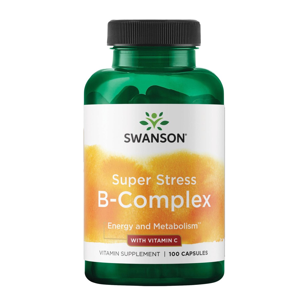 Swanson Super Stress B-Complex mit Vitamin C – Energie- und Immununterstützung für stressgeplagte Berufstätige (100 Kapseln)