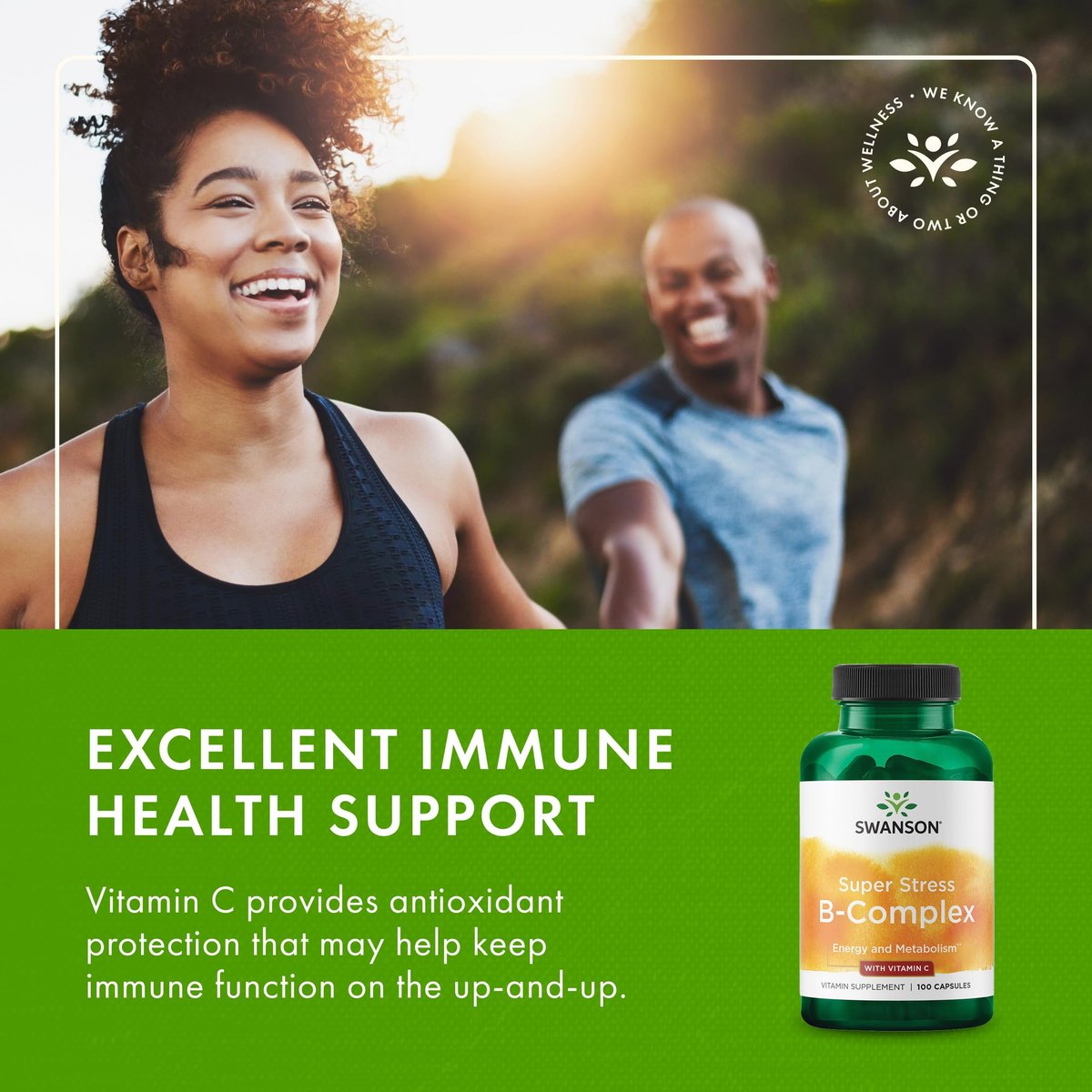 Swanson Super Stress B-Complex mit Vitamin C – Energie- und Immununterstützung für stressgeplagte Berufstätige (100 Kapseln)