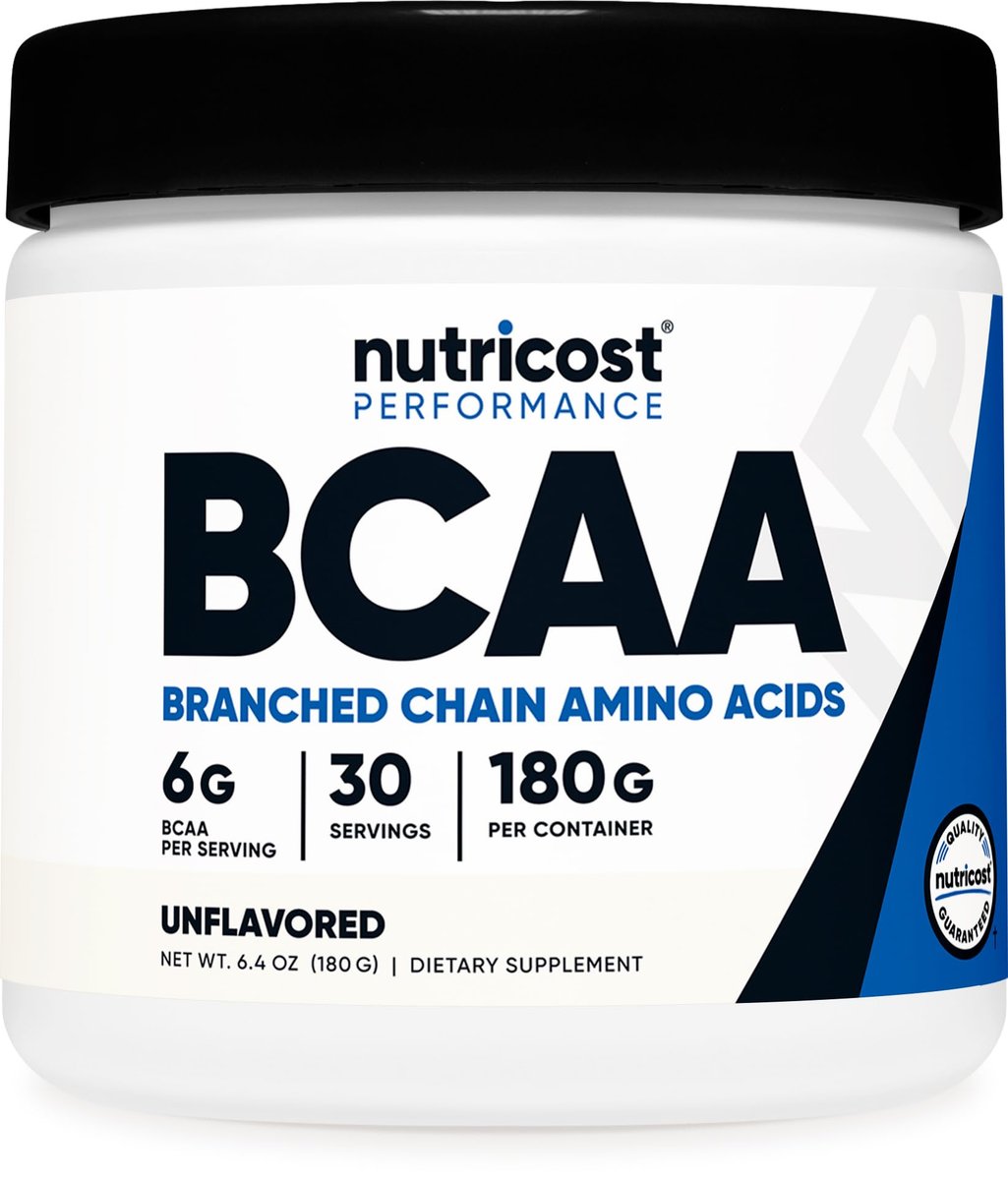 Nutricost BCAA Pulver (ungeschmackt, 30 Portionen) - Vegetarisch, Nicht-GVO, Glutenfrei, Optimales 2:1:1 Verhältnis