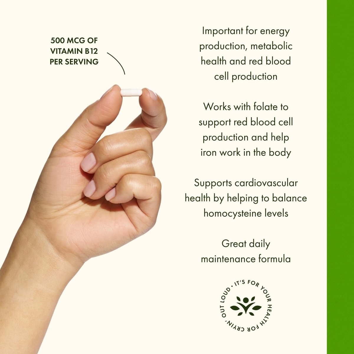 Swanson Vitamin B12 Cyanocobalamin 500 mcg – 250 vegane Kapseln zur Unterstützung von Energie, Nervensystem und Herzgesundheit
