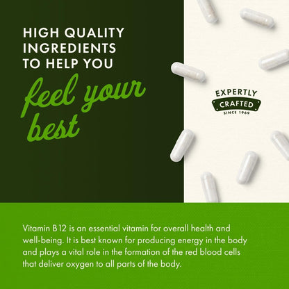 Swanson Vitamin B12 Cyanocobalamin 500 mcg – 250 vegane Kapseln zur Unterstützung von Energie, Nervensystem und Herzgesundheit