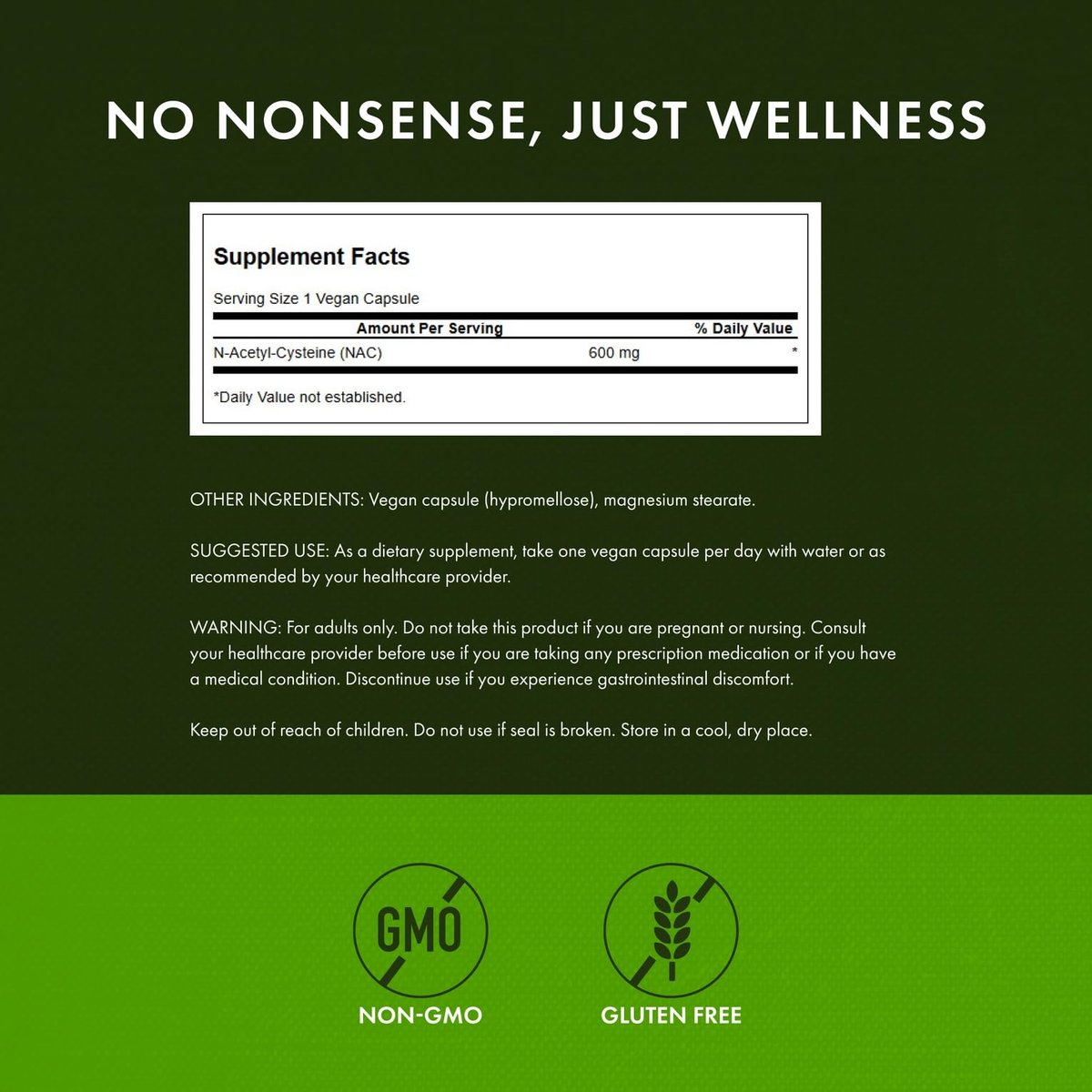 Swanson NAC N-Acetyl Cystein 600 mg – Antioxidantien & Leberunterstützung, 100 vegane Kapseln