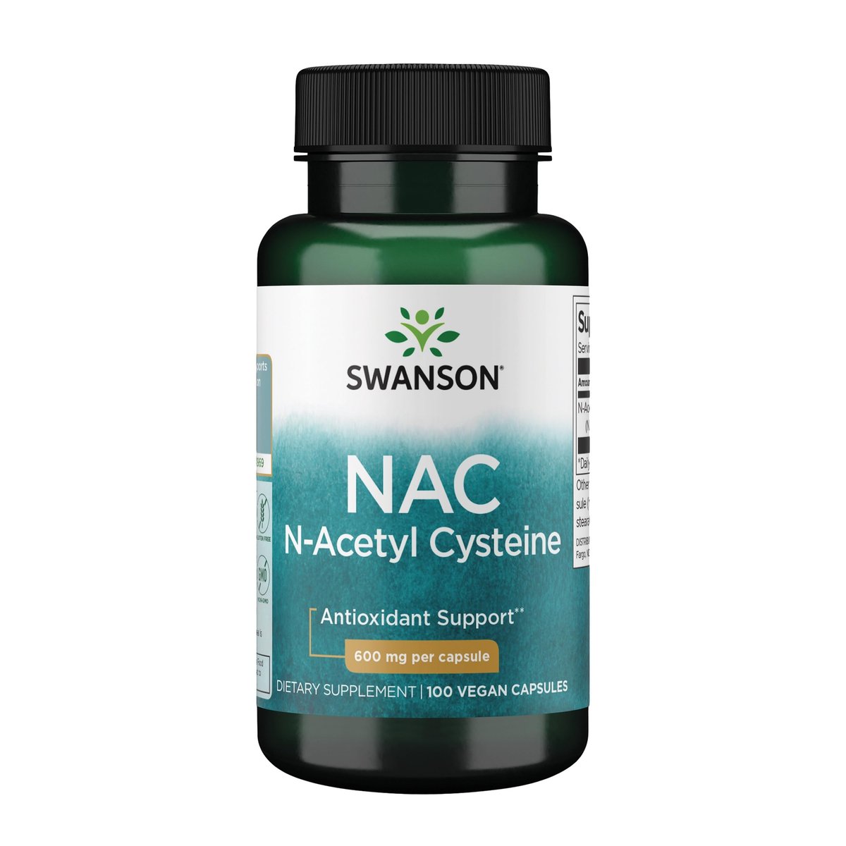 Swanson NAC N-Acetyl Cystein 600 mg – Antioxidantien & Leberunterstützung, 100 vegane Kapseln
