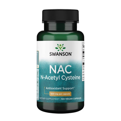 Swanson NAC N-Acetyl Cystein 600 mg – Antioxidantien & Leberunterstützung, 100 vegane Kapseln