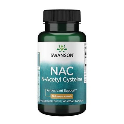 Swanson NAC N-Acetyl Cystein 600 mg – Antioxidantien & Leberunterstützung, 100 vegane Kapseln