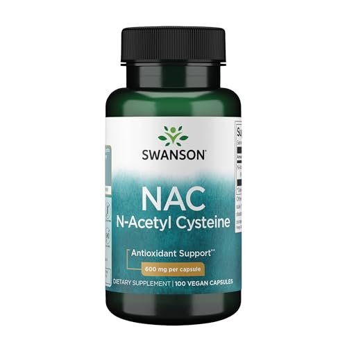 Swanson NAC N-Acetyl Cystein 600 mg – Antioxidantien & Leberunterstützung, 100 vegane Kapseln