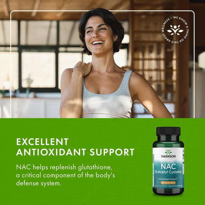 Swanson NAC N-Acetyl Cystein 600 mg – Antioxidantien & Leberunterstützung, 100 vegane Kapseln