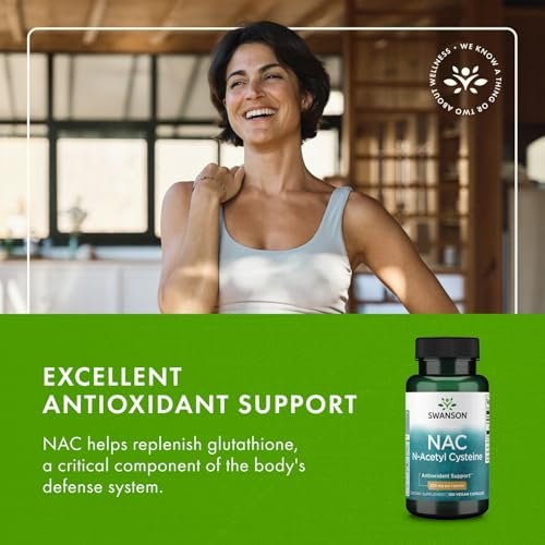 Swanson NAC N-Acetyl Cystein 600 mg – Antioxidantien & Leberunterstützung, 100 vegane Kapseln