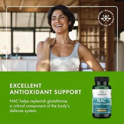 Swanson NAC N-Acetyl Cystein 600 mg – Antioxidantien & Leberunterstützung, 100 vegane Kapseln