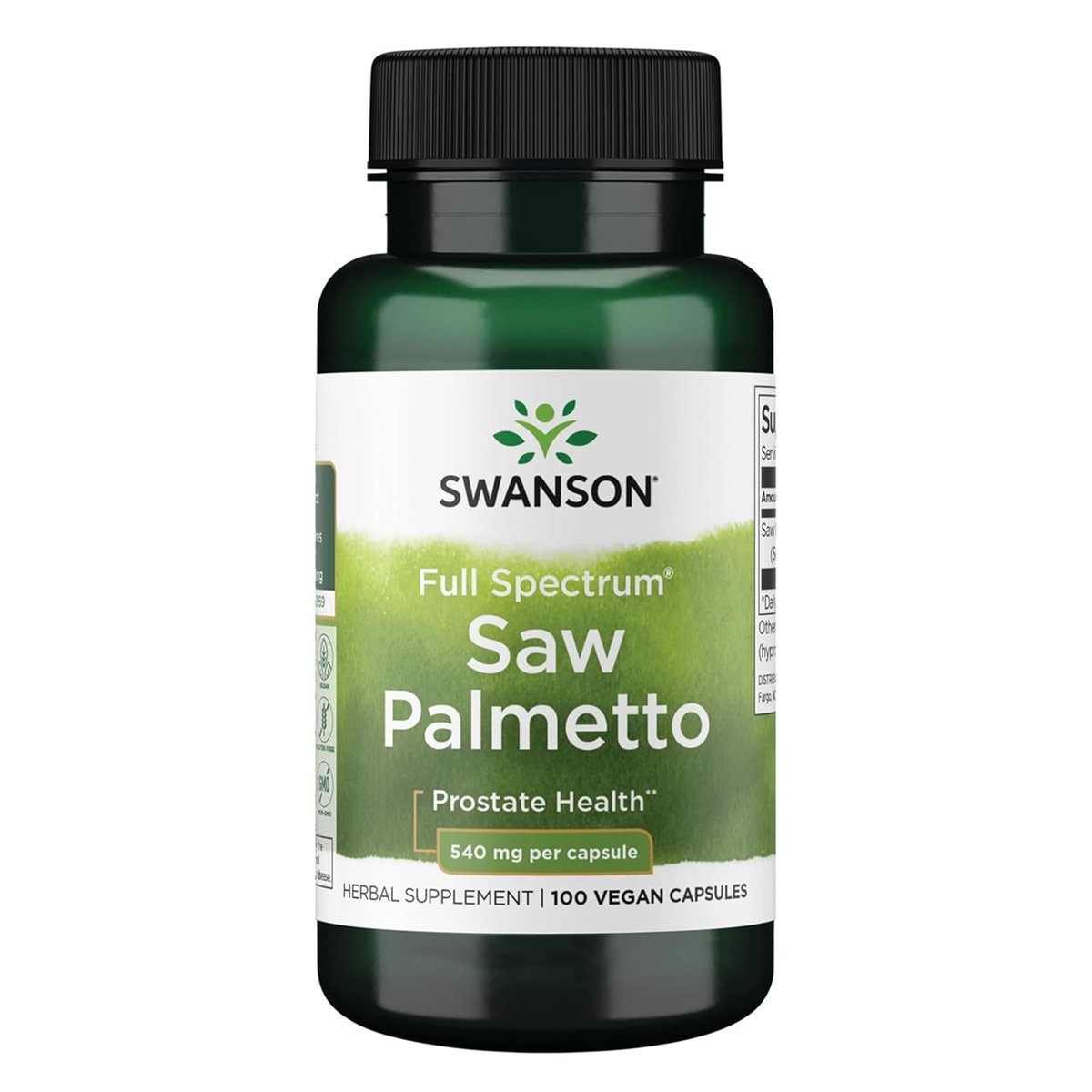 Swanson Sägepalme Vollspektrum Kräuterergänzung für Männer zur Unterstützung von Prostata, Haar und Harnwegen - 540 mg (100 vegane Kapseln)
