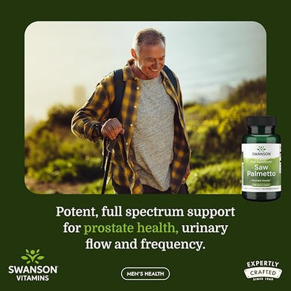 Swanson Sägepalme Vollspektrum Kräuterergänzung für Männer zur Unterstützung von Prostata, Haar und Harnwegen - 540 mg (100 vegane Kapseln)