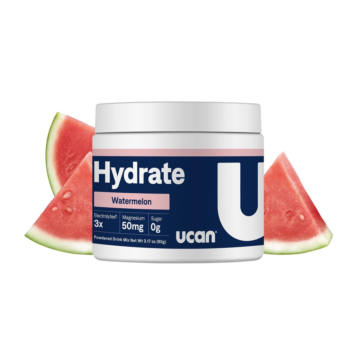 UCAN Hydrate Elektrolyt-Getränkemischung (Wassermelone, 30 Portionen) – Zuckerfrei, Keto-freundlich, Vegan, Nicht-GVO, Glutenfrei – Elektrolytpulver mit Kalium & Magnesium für Läufer & Sportler