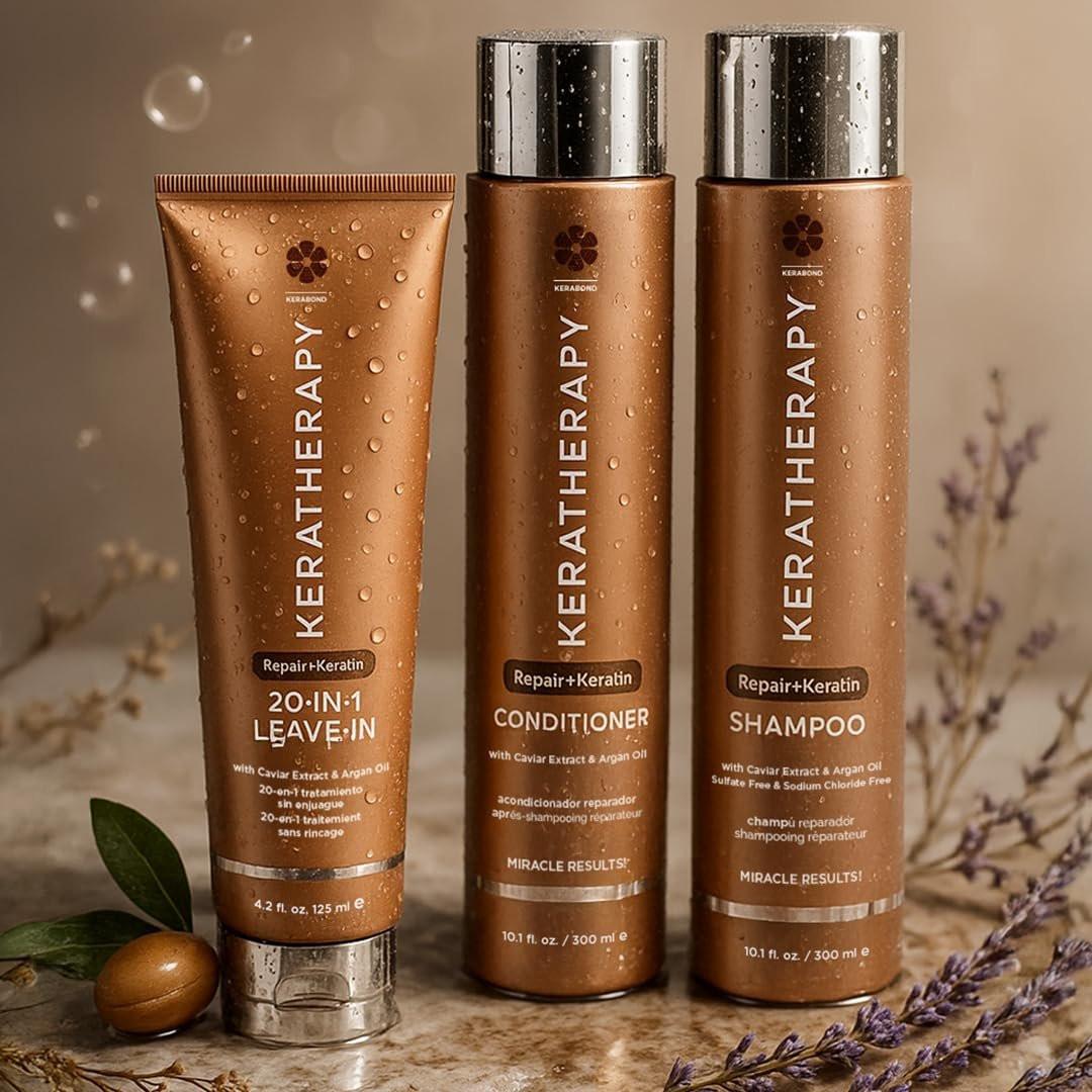 KERATHERAPY Keratin Infused KeratinFIXX Repair Shampoo – Reparierendes Shampoo für trockenes, geschädigtes oder krauses Haar mit Kaviar-Extrakt, 300 ml