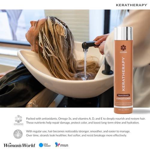 KERATHERAPY Keratin Infused KeratinFIXX Repair Shampoo – Reparierendes Shampoo für trockenes, geschädigtes oder krauses Haar mit Kaviar-Extrakt, 300 ml