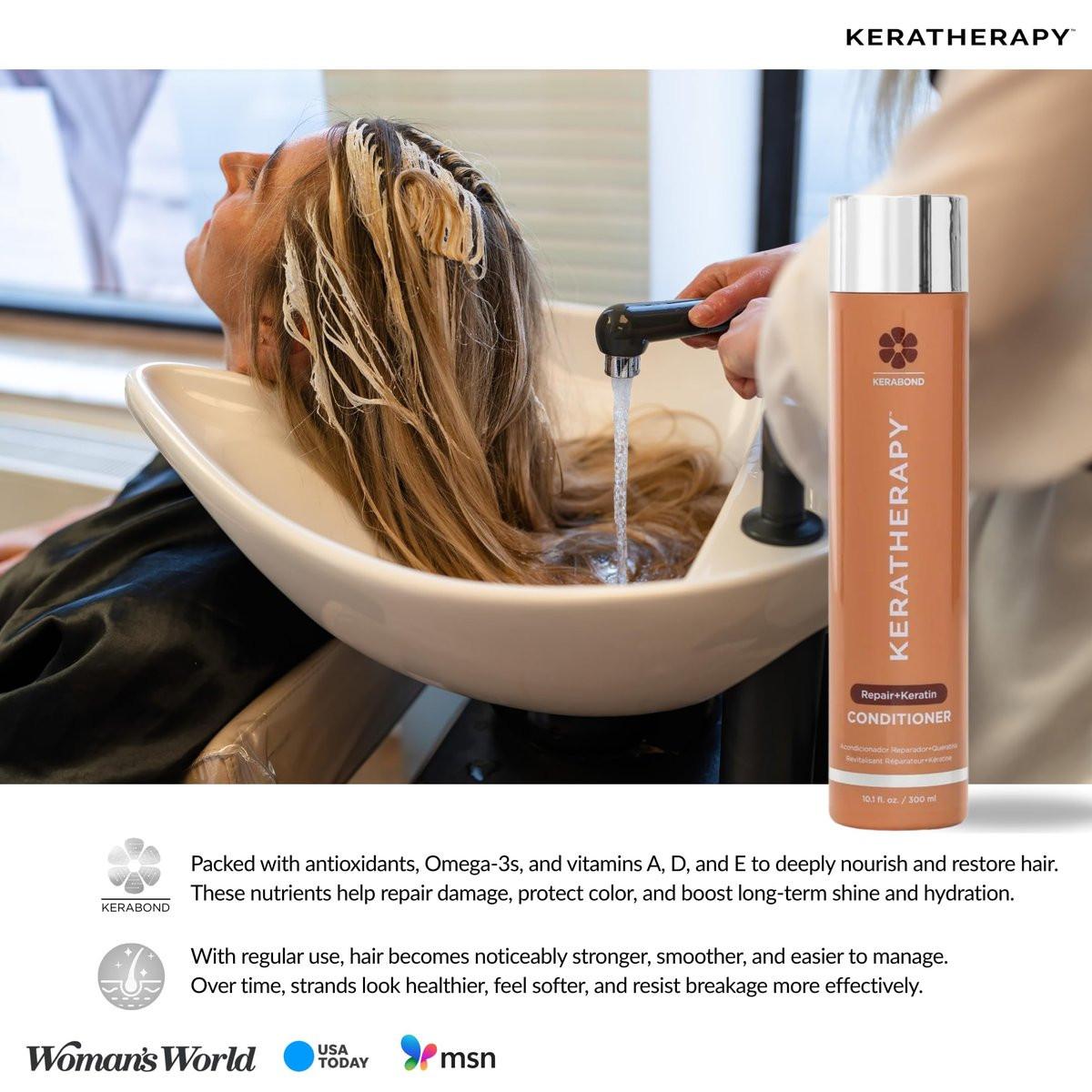 KERATHERAPY Keratin Infused KeratinFIXX Repair Shampoo – Reparierendes Shampoo für trockenes, geschädigtes oder krauses Haar mit Kaviar-Extrakt, 300 ml