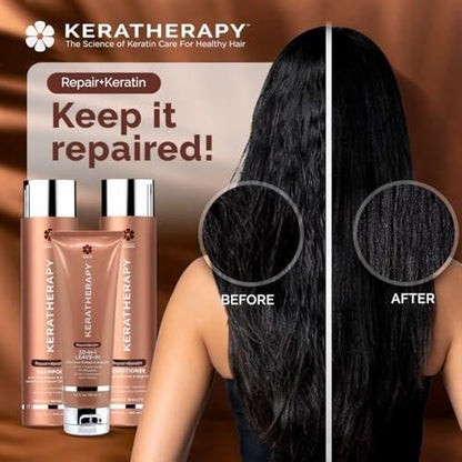 KERATHERAPY Keratin Infused KeratinFIXX Repair Shampoo – Reparierendes Shampoo für trockenes, geschädigtes oder krauses Haar mit Kaviar-Extrakt, 300 ml