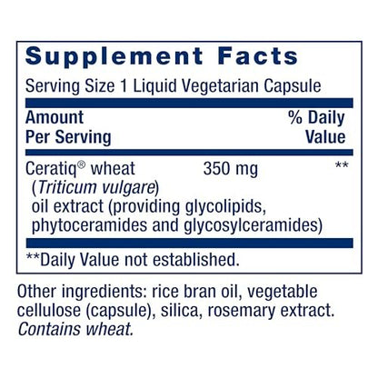 Life Extension Hautrestaurierende Ceramide – Weizenölextrakt – Hydratisiert & glättet das Erscheinungsbild feiner Linien & Fältchen – Glutenfrei, Nicht-GVO, 1-täglich, Vegetarisch – 30 flüssige Kapseln