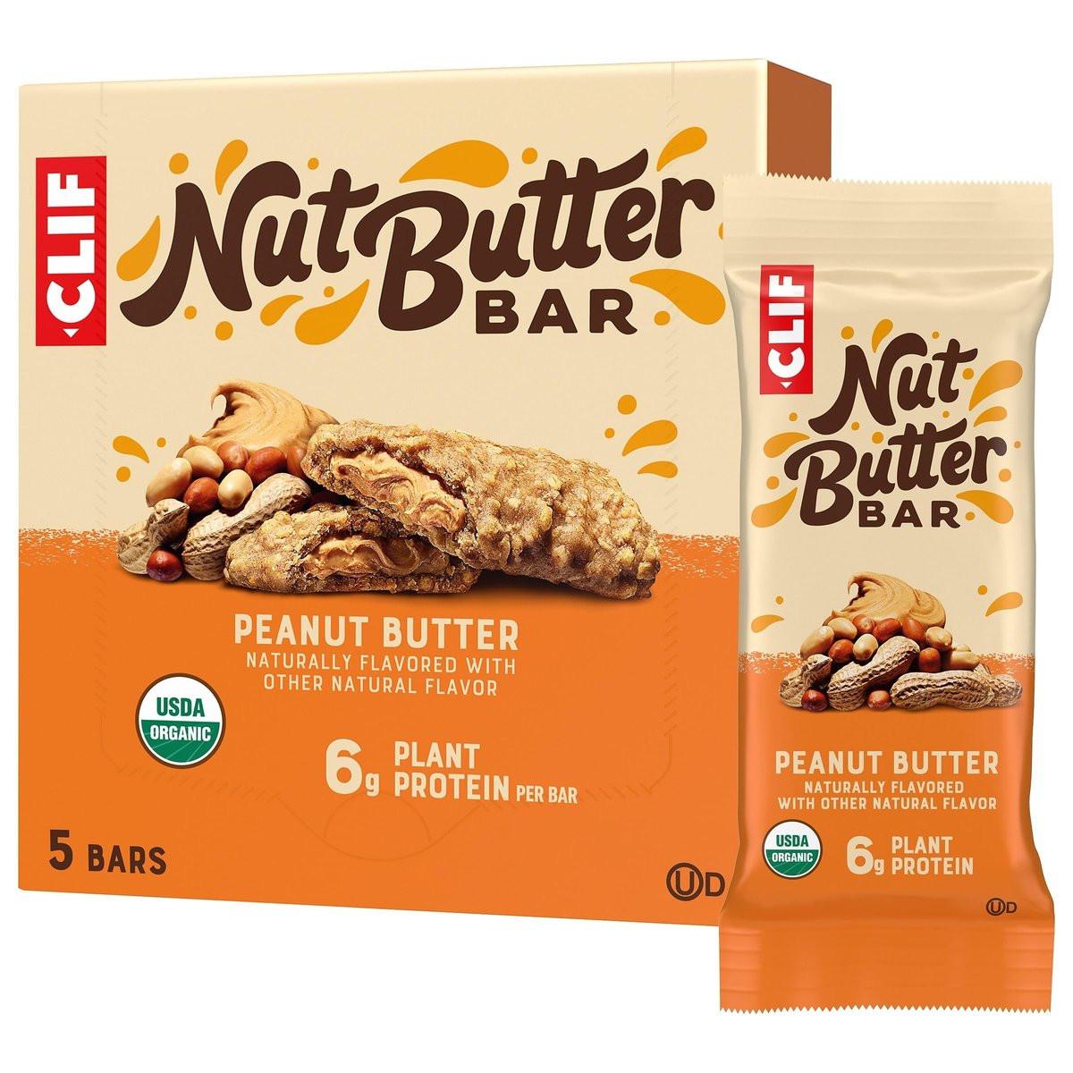 CLIF Nut Butter Bar – Erdnussbutter – Energie-Snack-Riegel – Bio – Nicht-GVO – Pflanzlich – Niedriger glykämischer Index – 1,76 oz (5er Pack)