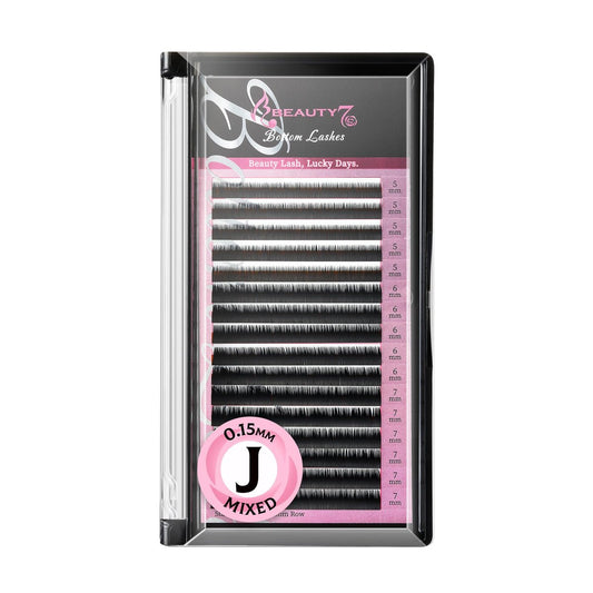 Beauty7 Mixed Volume Untere Einzelne Wimpernverlängerung Tablett Matt Synthetische Mink Wimpern (0,15 Dicke, J Curl)