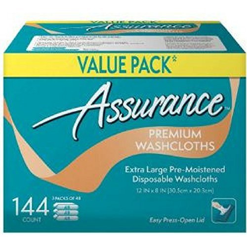 Assurance Premium Waschlappen (144 Stück, 1 Packung) – Sanfte Reinigung für empfindliche Haut