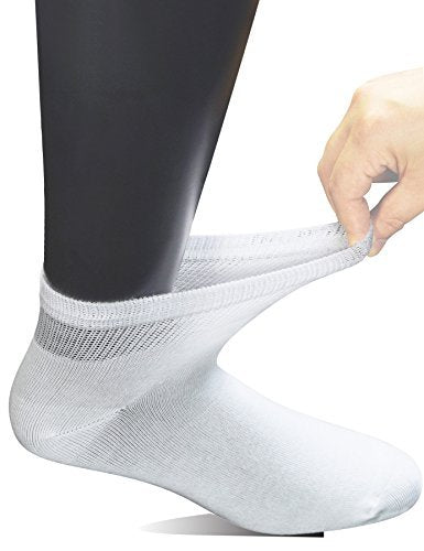 Yomandamor Herren 6 Paar Gekämmte Baumwolle Diabetiker Knöchelsocken mit Nahtloser Zehe und Nicht-Bindendem Bund