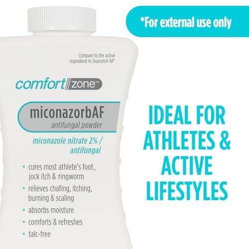Comfort Zone Miconazorb Antifungal Puder, Talkumfrei, Miconazolnitrat 2%, zur Behandlung von Fußpilz, Juckreiz in der Leiste und Ringelflechte, 2,5 oz (71 g) (3er-Pack)