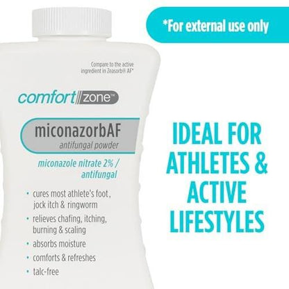 Comfort Zone Miconazorb Antifungal Puder, Talkumfrei, Miconazolnitrat 2%, zur Behandlung von Fußpilz, Juckreiz in der Leiste und Ringelflechte, 2,5 oz (71 g) (3er-Pack)