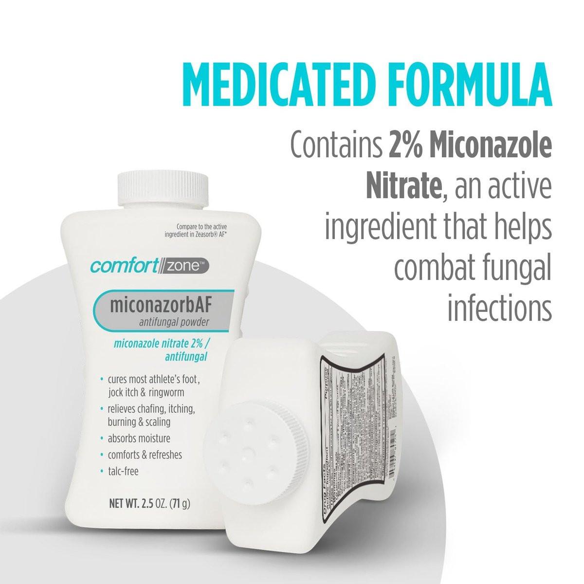 Comfort Zone Miconazorb Antifungal Puder, Talkumfrei, Miconazolnitrat 2%, zur Behandlung von Fußpilz, Juckreiz in der Leiste und Ringelflechte, 2,5 oz (71 g) (3er-Pack)
