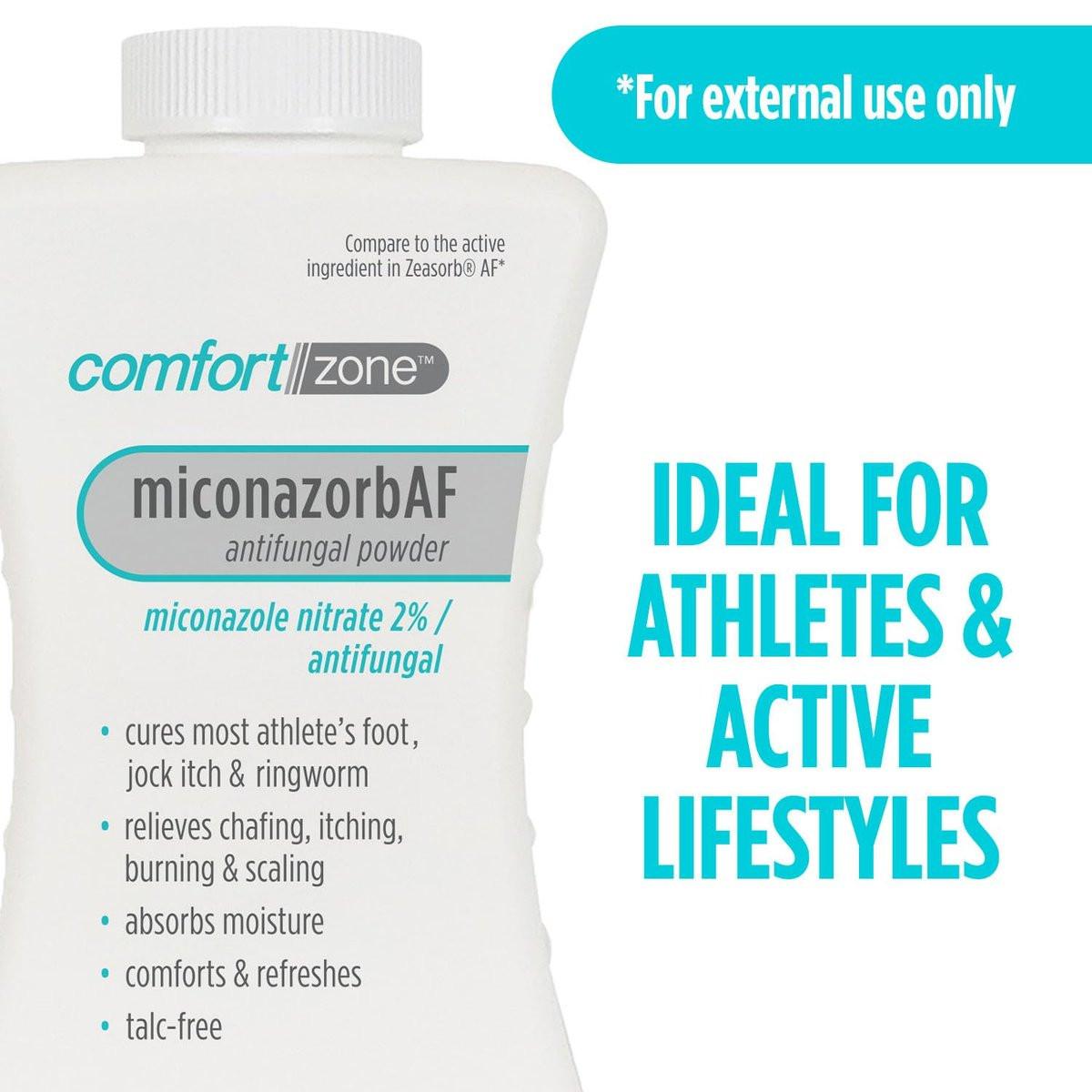 Comfort Zone Miconazorb Antifungal Puder, Talkumfrei, Miconazolnitrat 2%, zur Behandlung von Fußpilz, Juckreiz in der Leiste und Ringelflechte, 2,5 oz (71 g) (3er-Pack)