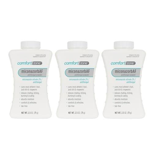 Comfort Zone Miconazorb Antifungal Puder, Talkumfrei, Miconazolnitrat 2%, zur Behandlung von Fußpilz, Juckreiz in der Leiste und Ringelflechte, 2,5 oz (71 g) (3er-Pack)