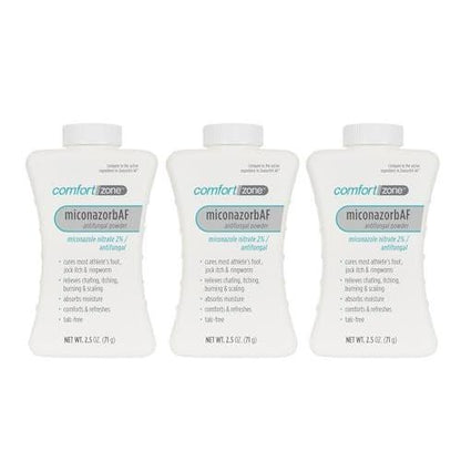 Comfort Zone Miconazorb Antifungal Puder, Talkumfrei, Miconazolnitrat 2%, zur Behandlung von Fußpilz, Juckreiz in der Leiste und Ringelflechte, 2,5 oz (71 g) (3er-Pack)