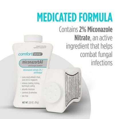 Comfort Zone Miconazorb Antifungal Puder, Talkumfrei, Miconazolnitrat 2%, zur Behandlung von Fußpilz, Juckreiz in der Leiste und Ringelflechte, 2,5 oz (71 g) (3er-Pack)