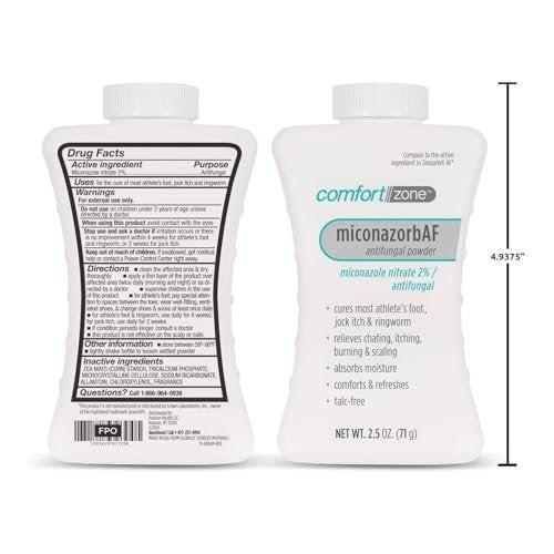 Comfort Zone Miconazorb Antifungal Puder, Talkumfrei, Miconazolnitrat 2%, zur Behandlung von Fußpilz, Juckreiz in der Leiste und Ringelflechte, 2,5 oz (71 g) (3er-Pack)