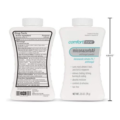 Comfort Zone Miconazorb Antifungal Puder, Talkumfrei, Miconazolnitrat 2%, zur Behandlung von Fußpilz, Juckreiz in der Leiste und Ringelflechte, 2,5 oz (71 g) (3er-Pack)