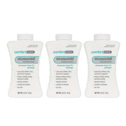 Comfort Zone Miconazorb Antifungal Puder, Talkumfrei, Miconazolnitrat 2%, zur Behandlung von Fußpilz, Juckreiz in der Leiste und Ringelflechte, 2,5 oz (71 g) (3er-Pack)