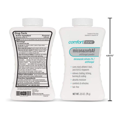 Comfort Zone Miconazorb Antifungal Puder, Talkumfrei, Miconazolnitrat 2%, zur Behandlung von Fußpilz, Juckreiz in der Leiste und Ringelflechte, 2,5 oz (71 g) (3er-Pack)