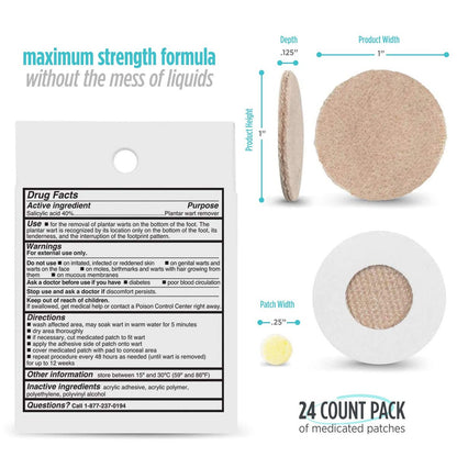 Comfort Zone Plantar Warzen Entfernungsset, Maximale Stärke Salicylsäure Plantar Warzen Entferner für Füße mit medizinischen Pflastern & Abdeckpads, 24 Stück