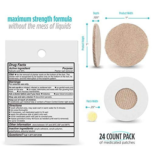 Comfort Zone Plantar Warzen Entfernungsset, Maximale Stärke Salicylsäure Plantar Warzen Entferner für Füße mit medizinischen Pflastern & Abdeckpads, 24 Stück