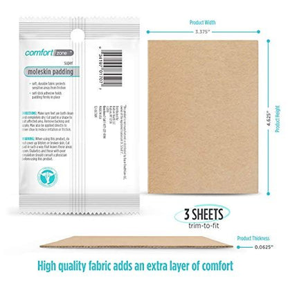 Comfort Zone Super Moleskin Polster für die Füße – Schützt empfindliche Stellen vor Reibung, hellbraun, 3er-Pack