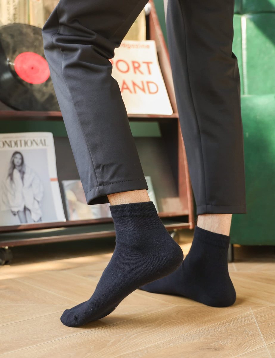 Yomandamor Herren Coolmax Diabetikersocken mit nahtloser Zehe, Knöchelhoch, Breite Passform, 5 Paar
