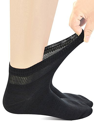 Yomandamor Herren Coolmax Diabetikersocken mit nahtloser Zehe, Knöchelhoch, Breite Passform, 5 Paar