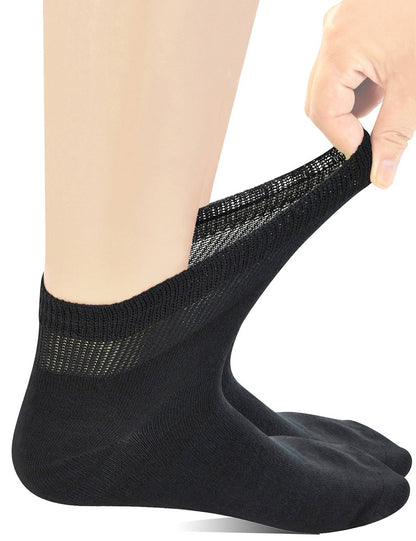 Yomandamor Herren Coolmax Diabetikersocken mit nahtloser Zehe, Knöchelhoch, Breite Passform, 5 Paar