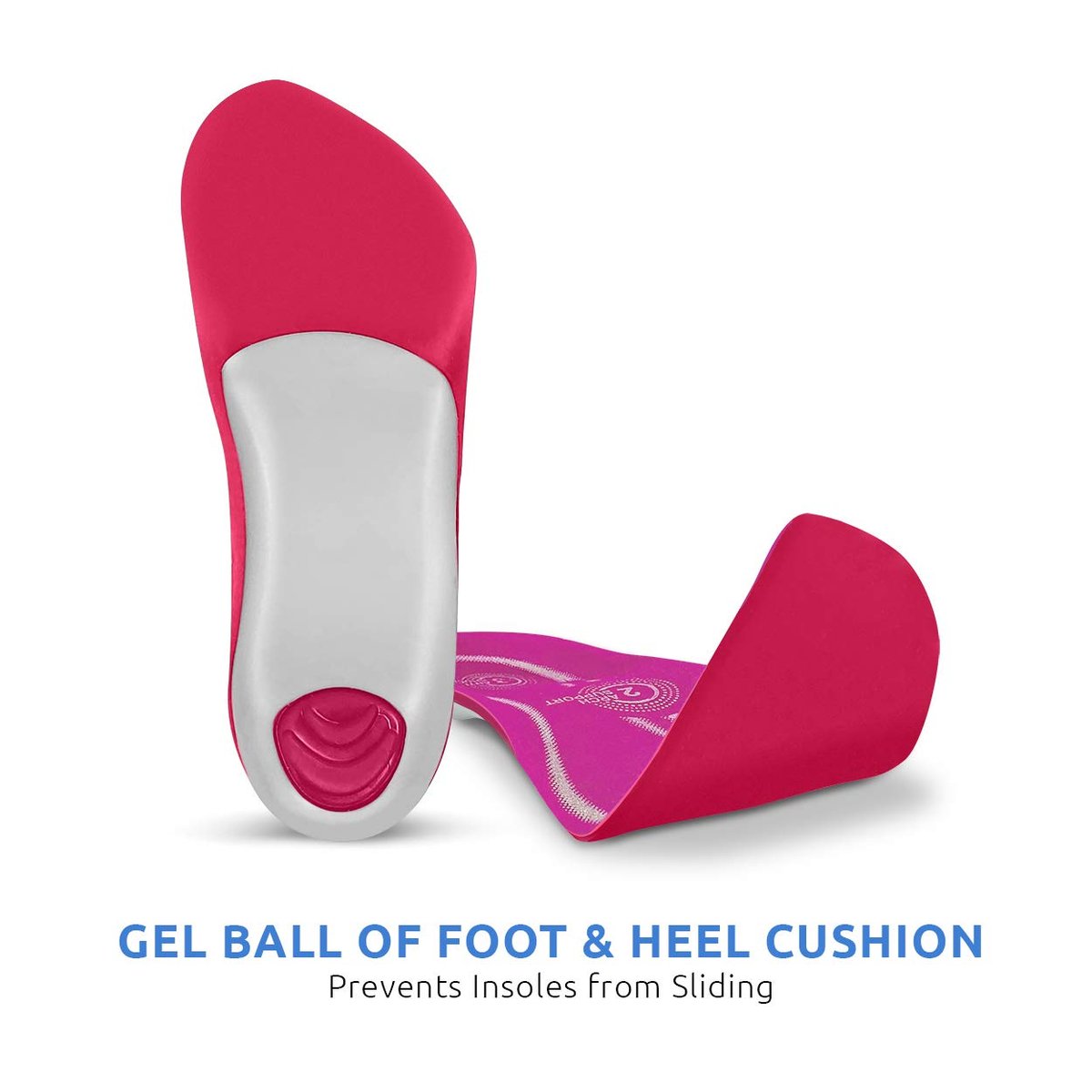 Comfort Zone Tri-Balance Gel Orthotic Einlegesohlen für Damen, rutschfest & gepolstert, passt gut mit Fersen- und Ballenstützen, 3/4 Länge Fußgewölbestützen für Damen, Größen 6-10, 1 Paar, 3er-Pack