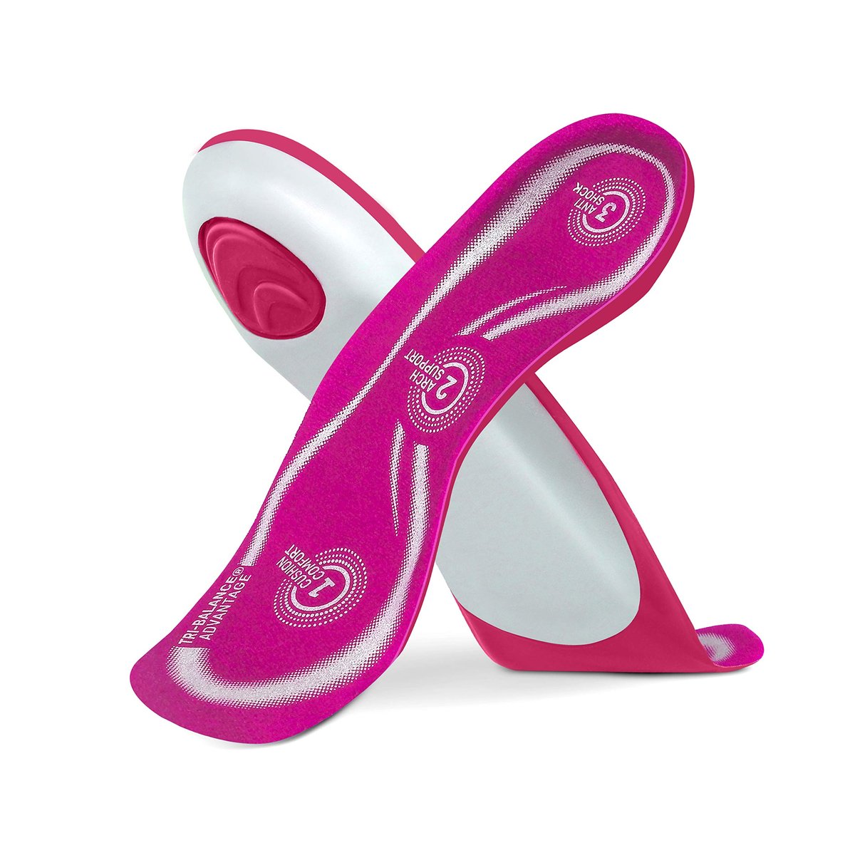 Comfort Zone Tri-Balance Gel Orthotic Einlegesohlen für Damen, rutschfest & gepolstert, passt gut mit Fersen- und Ballenstützen, 3/4 Länge Fußgewölbestützen für Damen, Größen 6-10, 1 Paar, 3er-Pack