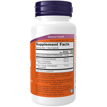 NOW Foods DIM 200 (Diindolylmethan) mit Calcium-D-Glucarat, 90 vegane Kapseln