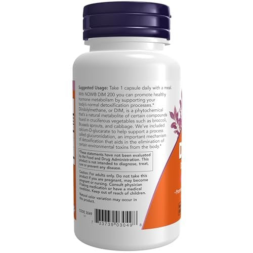 NOW Foods DIM 200 (Diindolylmethan) mit Calcium-D-Glucarat, 90 vegane Kapseln