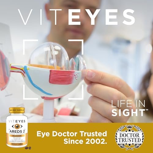 Viteyes AREDS 2 Classic Makulare Gesundheitsformel Weichkapseln, Augenvitamin für Sehschutz, reduziertes Zink, Augen Vitamine, Makulavitamine, Beta-Carotin-frei, 60 Weichkapseln