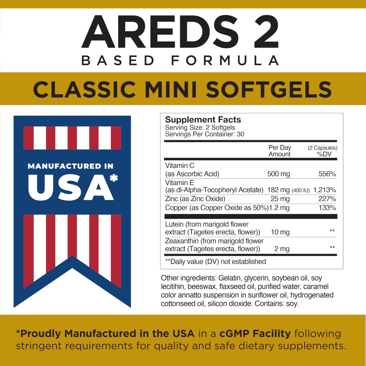 Viteyes AREDS 2 Classic Makulare Gesundheitsformel Weichkapseln, Augenvitamin für Sehschutz, reduziertes Zink, Augen Vitamine, Makulavitamine, Beta-Carotin-frei, 60 Weichkapseln