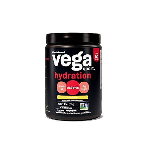 Vega Sport Hydration Elektrolyt-Pulver, Limonade – Erholungsgetränk nach dem Training für Frauen und Männer, mit Vitamin C, vegan, keto, zuckerfrei, laktosefrei, glutenfrei, ohne Gentechnik, 4,9 oz