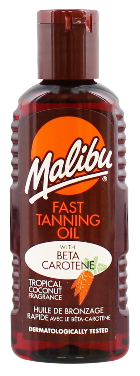 Malibu Sun Fast Tanning Oil - Bräunungsbeschleuniger für Outdoor & Sonnenbank mit Beta-Carotin, Karottenextrakt & Vitamin E, wasserbeständig, Kokosduft, tierversuchsfrei, hergestellt in UK (100 ml)
